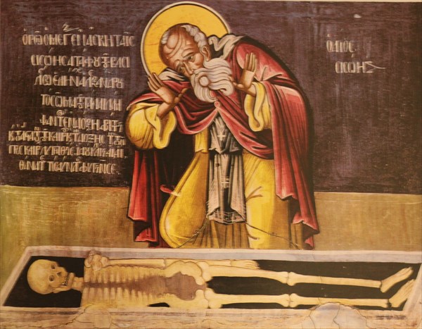 184-Св.Сисой перед могилой Великого Александра, фреска